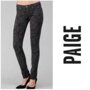Paige Skyline Skinny Brown & Black Pattern Print Mid Rise Jeans 28